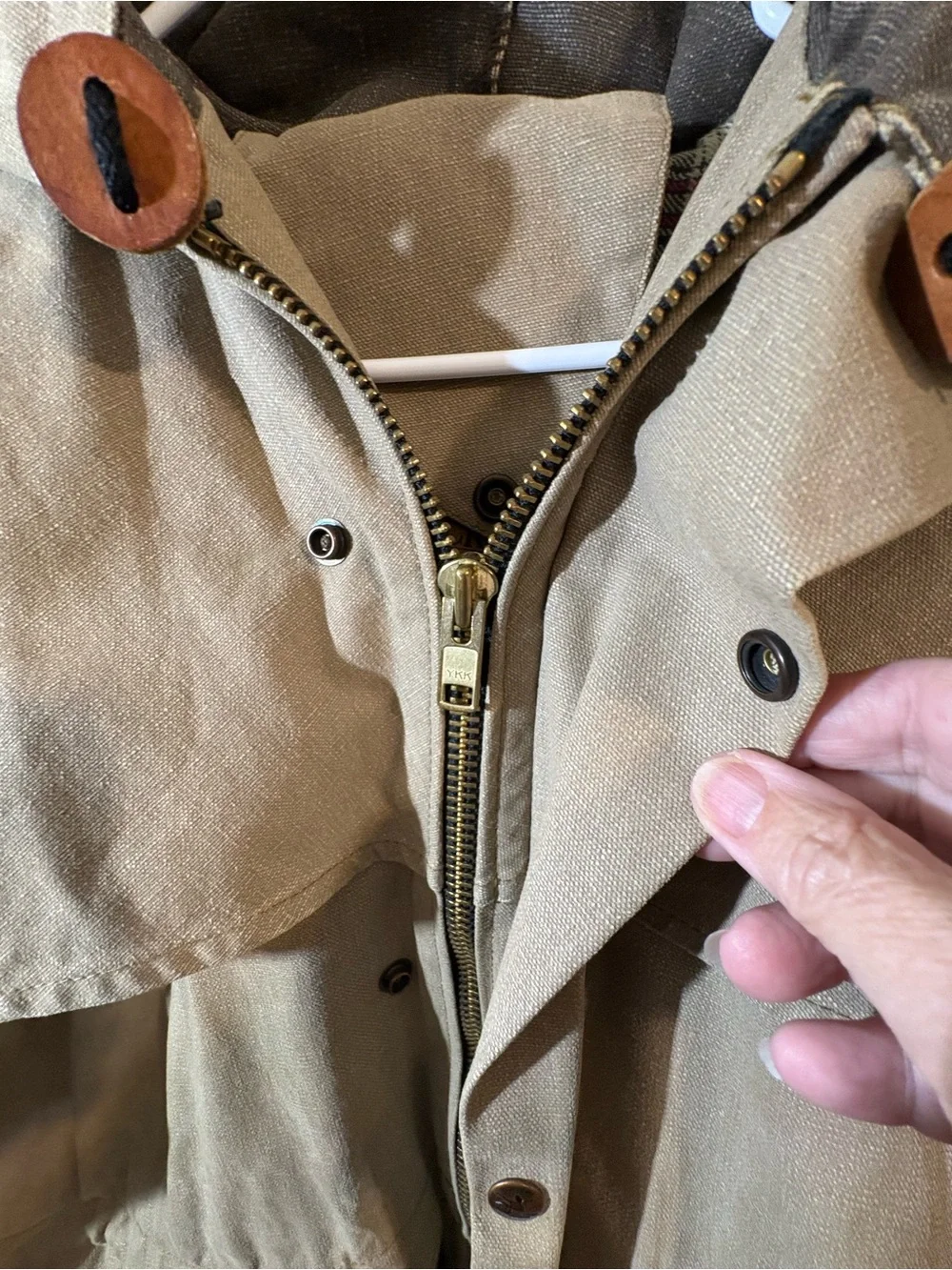 Outback Trading Co. utility Jacket men tan canvas oilskin utility hooded medium